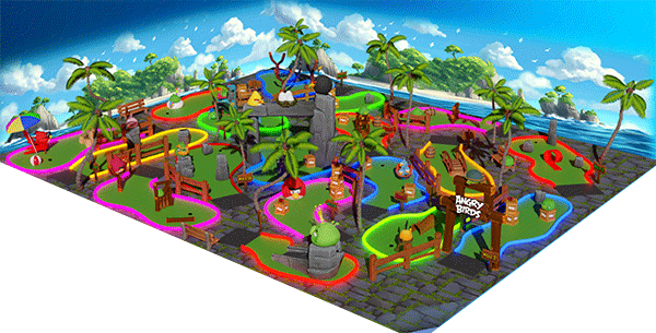 mini golf, angry birds, iplayco, interactive attractions